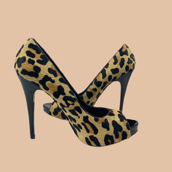 *Aldo - Leopard Faux Fur Feel - Stiletto Peep Toe - Picture 1 of 5